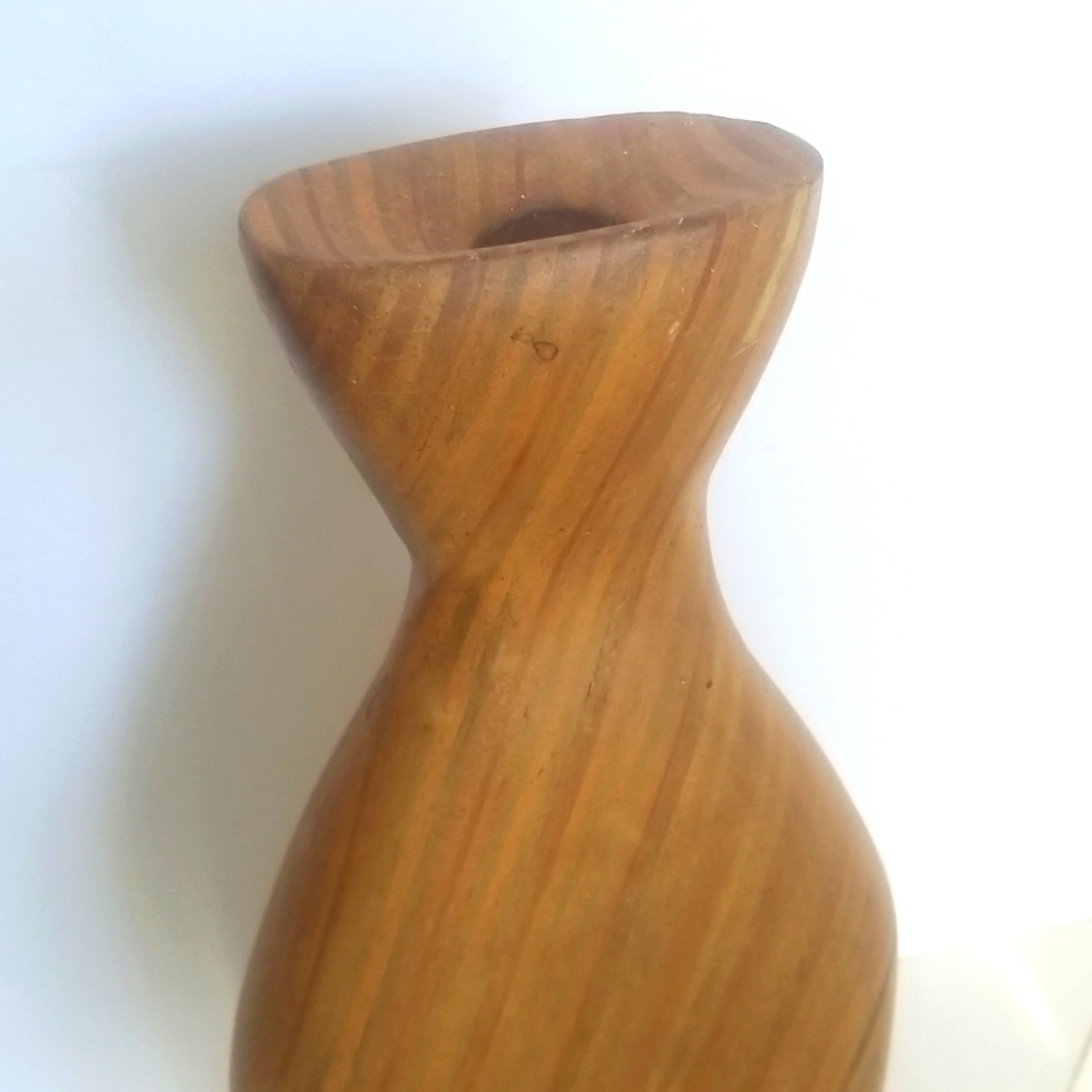 HANDMADE Heavy Wooden Tall Vase - Picture 5 of 9